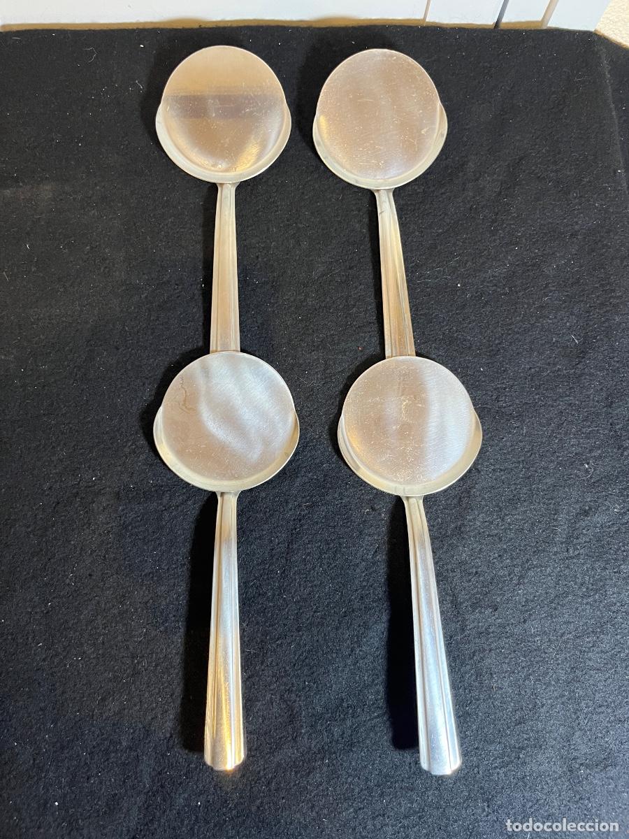 Vintage: Lote 4 palas servicio reposter&iacute;a vintage cucharas planas tarta acero inoxidable menaje retro