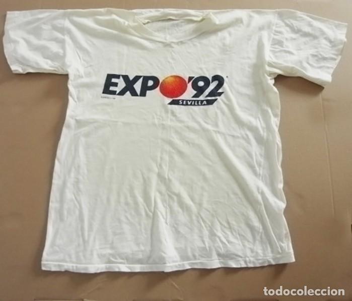 Vintage: CAMISETA DE LA EXPO92 SEVILLA EXPOSICI&Oacute;N UNIVERSAL 1992 LOGOTIPO BLANCA EXPO92 EXPO 92 LOGO VINTAGE
