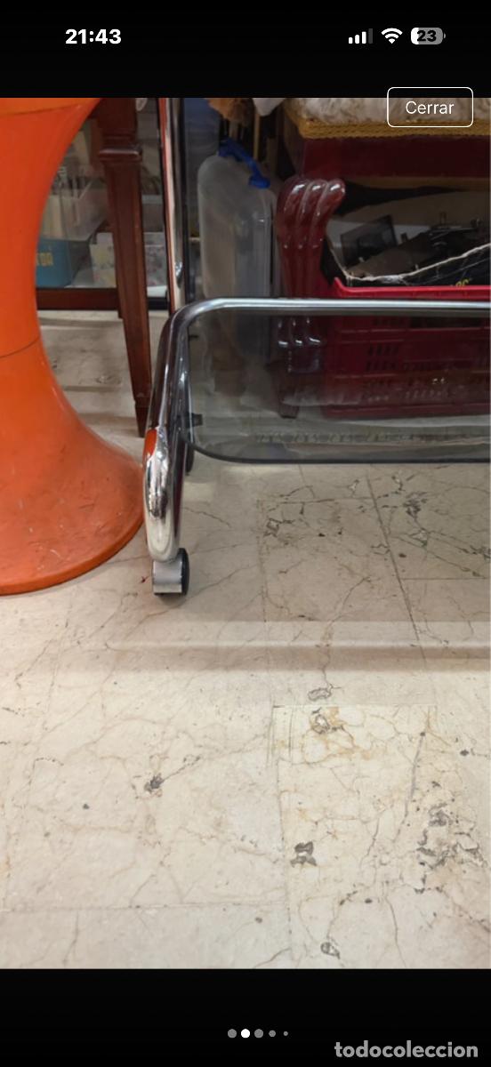 Vintage: Mesa cromada con cristal - Foto 2