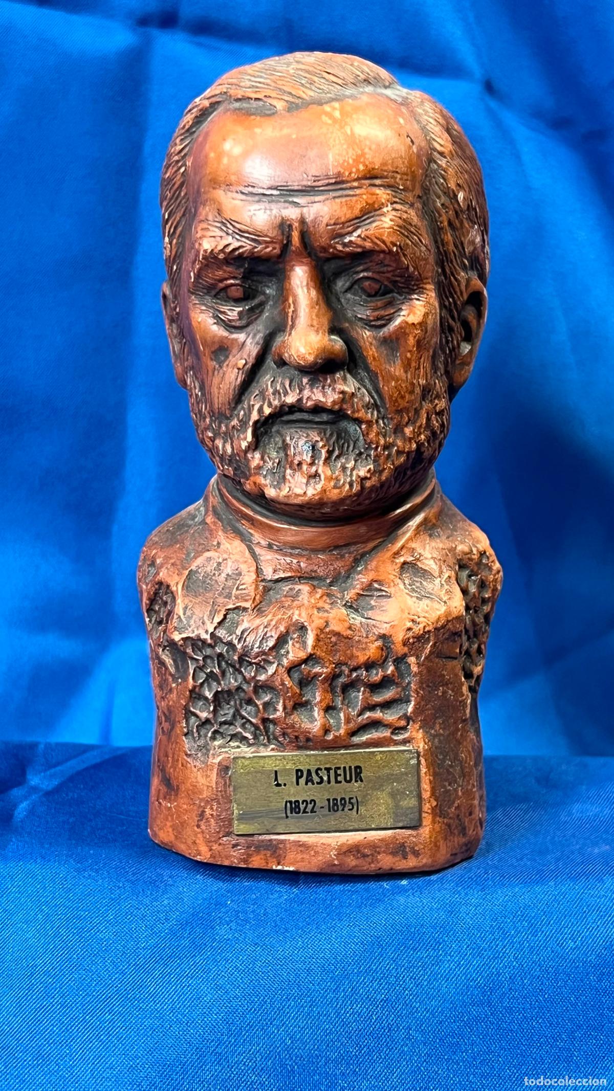 Vintage: BUSTO DE LOUIS PASTEUR EN RESINA O TERRACOTA POL&Iacute;CROMA EFECTO BRONCE