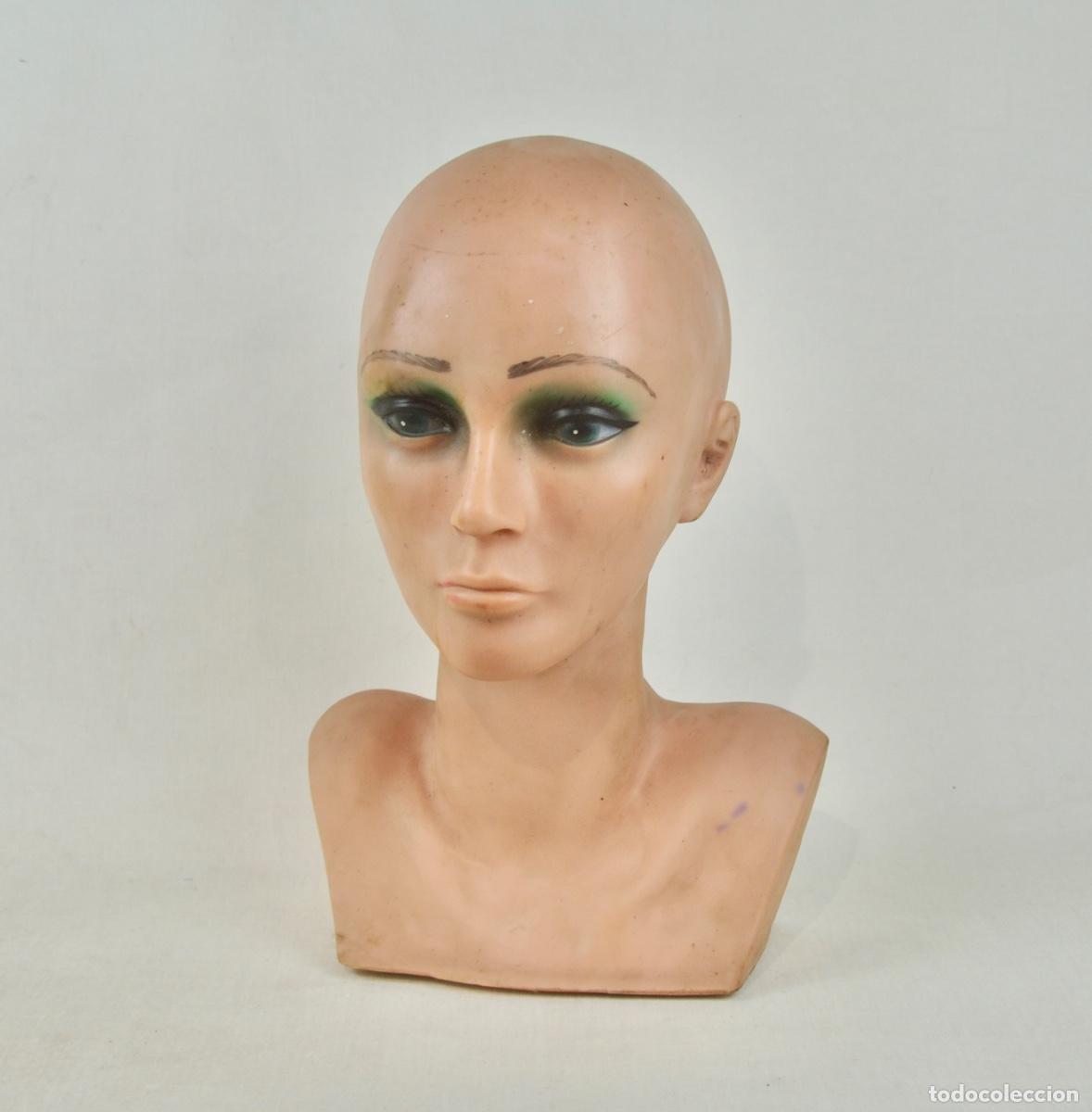 Vintage: Cabeza de maniqu&iacute; en goma - Foto 1