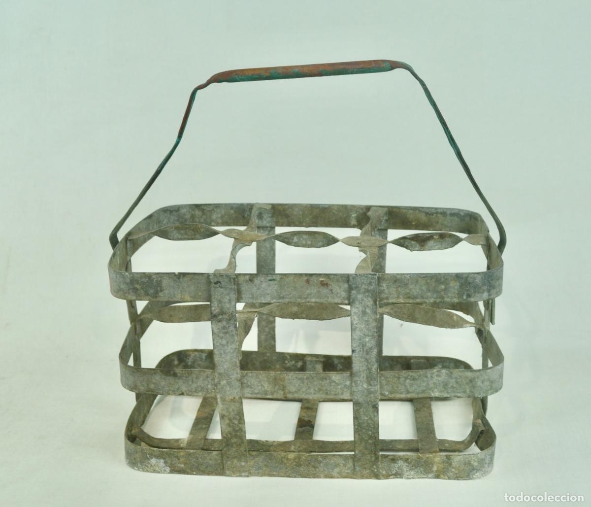 Vintage: Botellero para seis botellas asa de metal