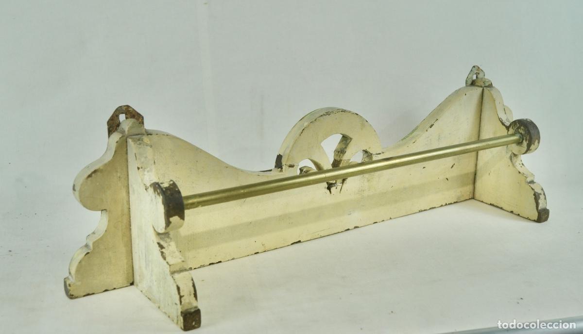 Vintage: Colgador toallas madera y metal