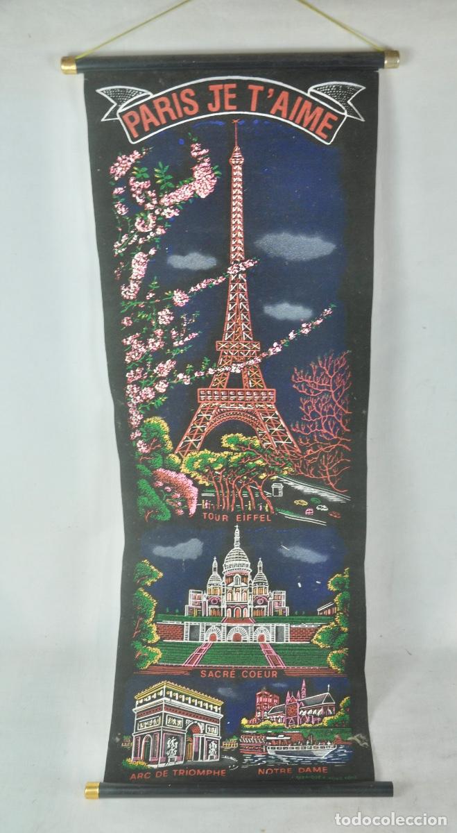 Vintage: Peque&ntilde;o tapiz recuerdo de Paris