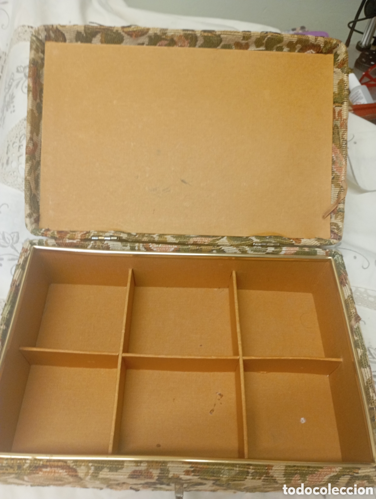 Vintage: Caja tapizada con compartimentos - Foto 4