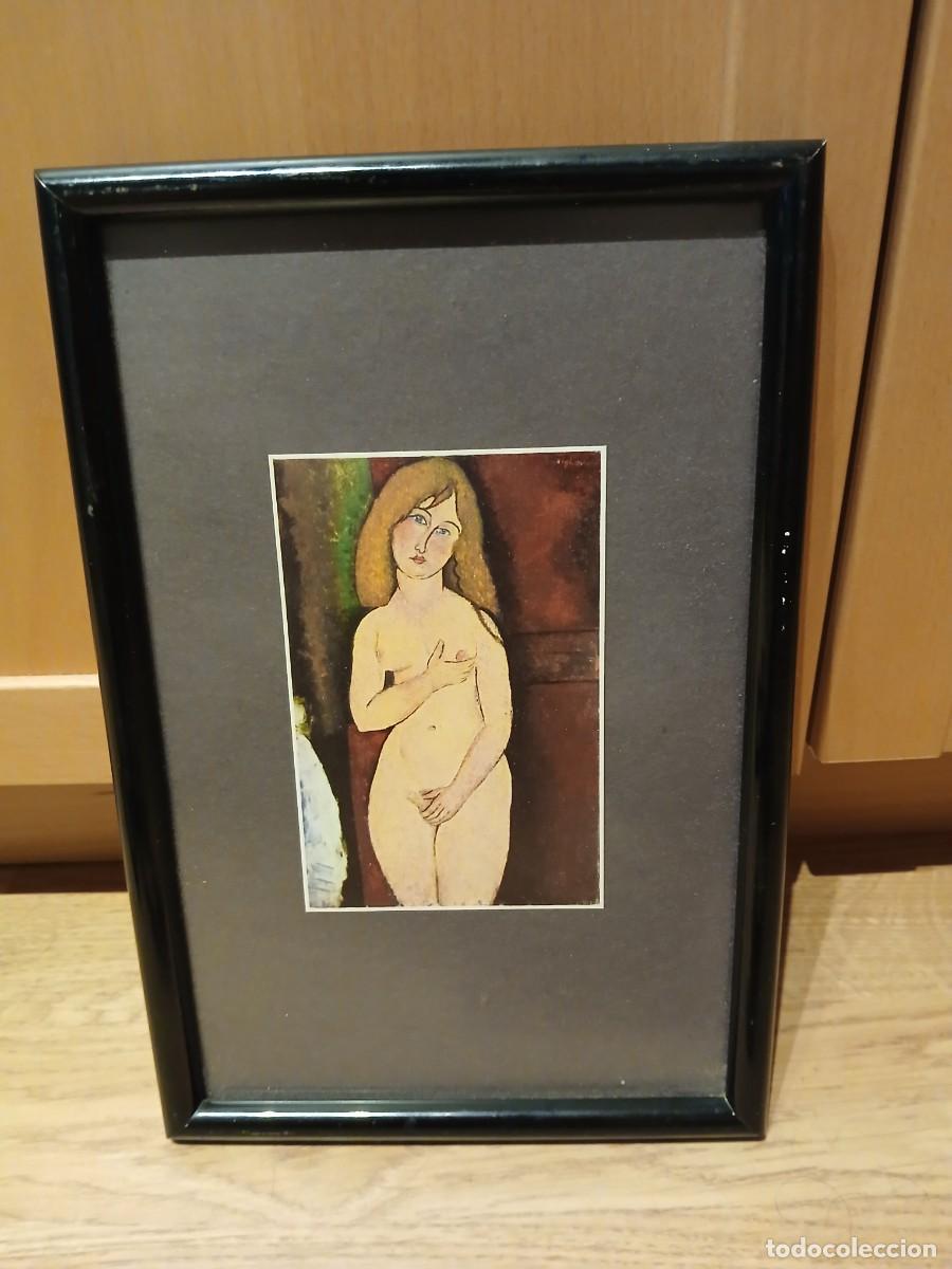 Vintage: Cuatro cuadros de desnudos femeninos en papel.