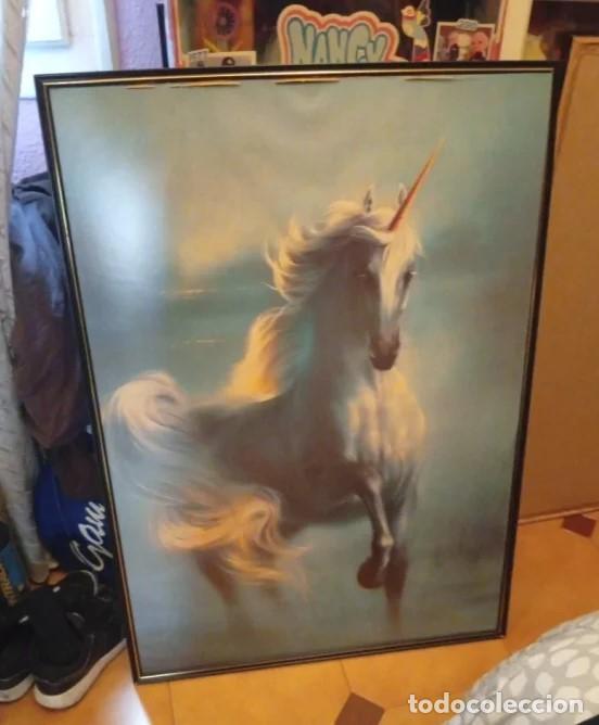 Vintage: CUADRO GRANDE UNICORNIO VINTAGE A&Ntilde;OS 80 - 90