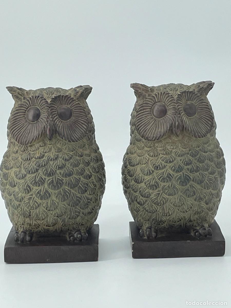 Vintage: Pareja sujetalibros figuras decorativas de b&uacute;hos.