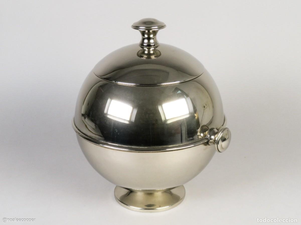 Vintage: Cubitera esf&eacute;rica en metal siglo XX
