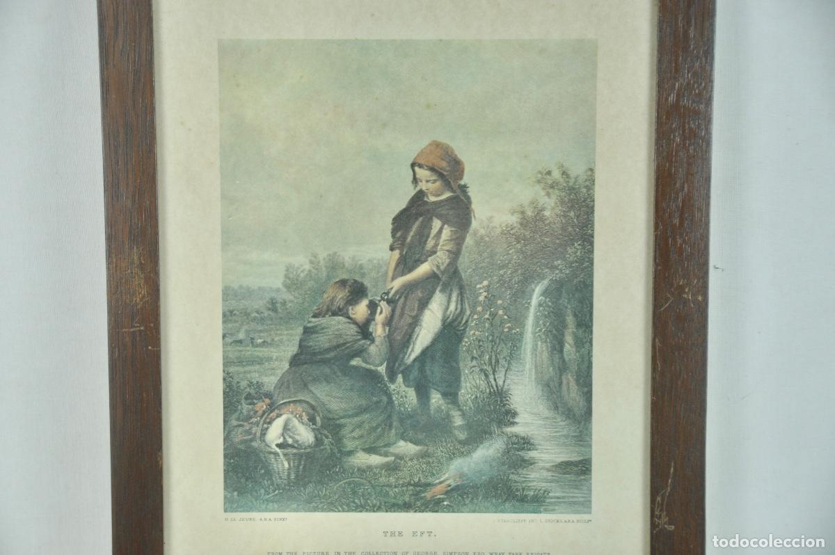 Vintage: Cuadro l&aacute;mina ni&ntilde;os bebiendo - Foto 3