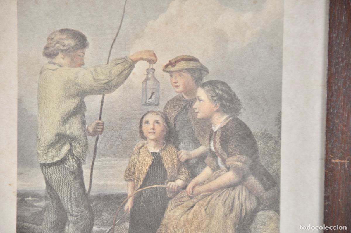 Vintage: Cuadro ni&ntilde;os con lagarto - Foto 2
