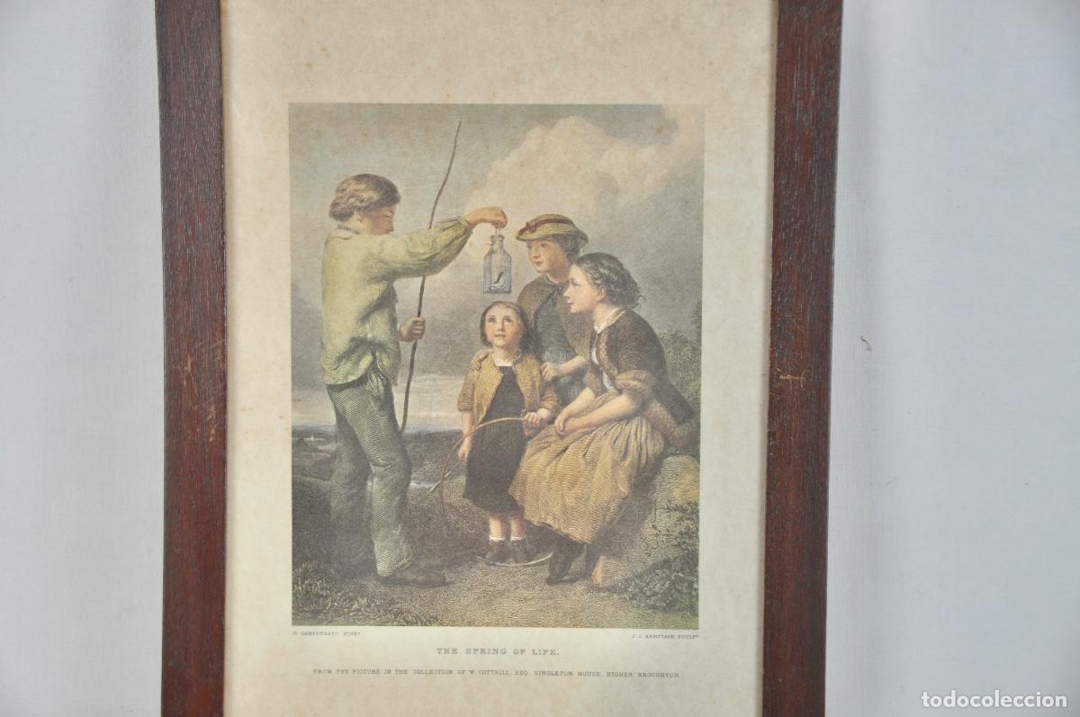 Vintage: Cuadro ni&ntilde;os con lagarto - Foto 3