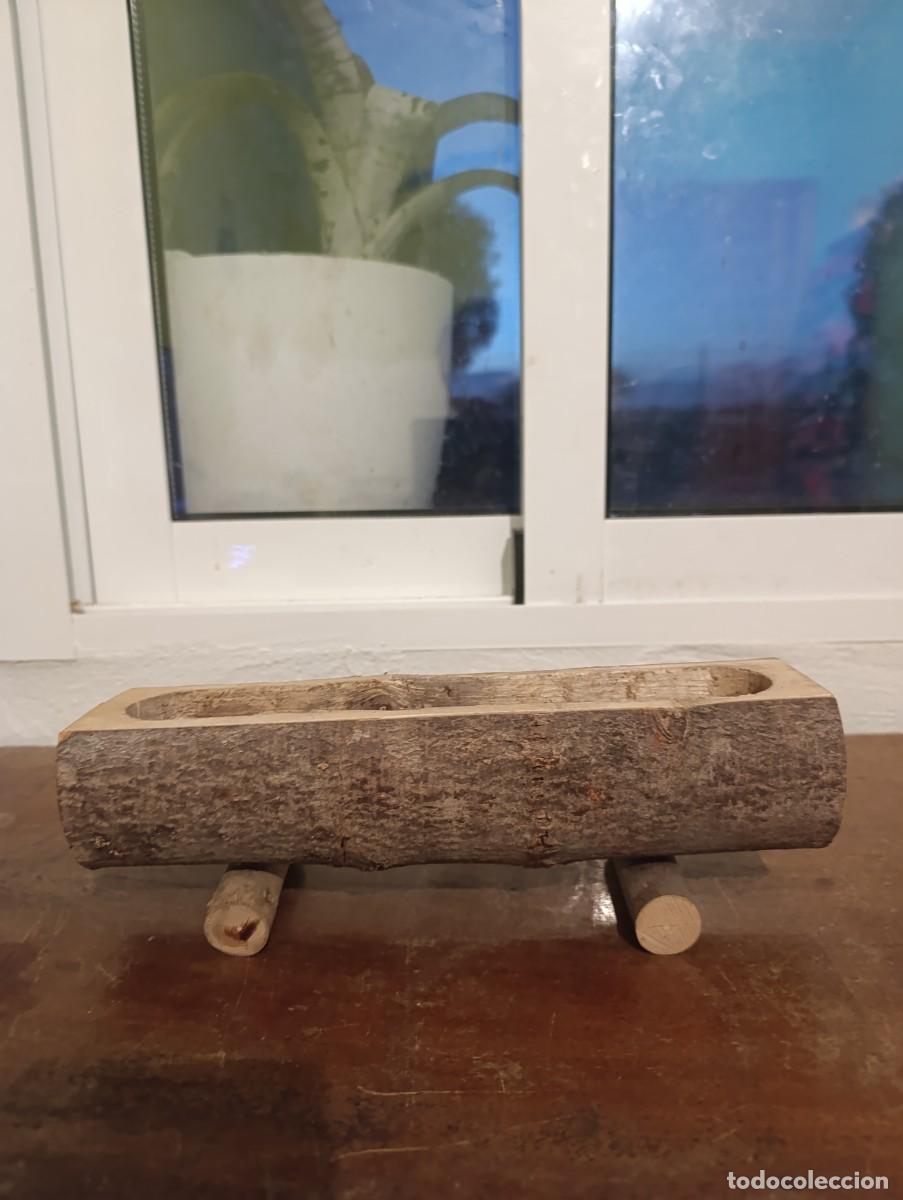 Vintage: Practico incensario de madera hecho a mano