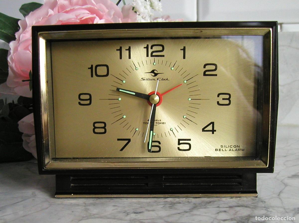 Vintage: Reloj despertador vintage Silicon Clock Tokio Japan D&eacute;cada 60-70 4 jewels Funcionando