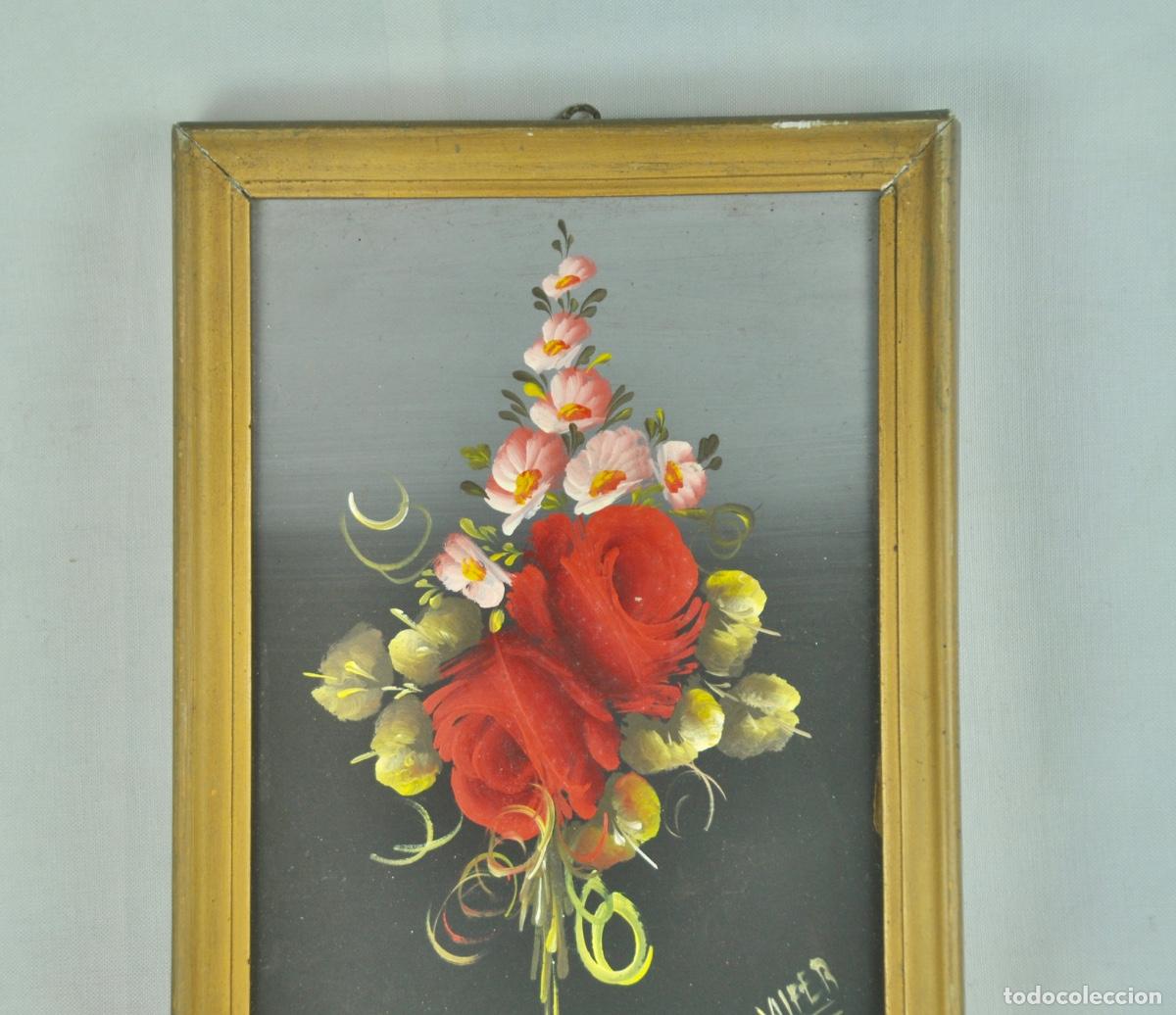 Vintage: Cuadro a&ntilde;os 60 flores rojas - Foto 3