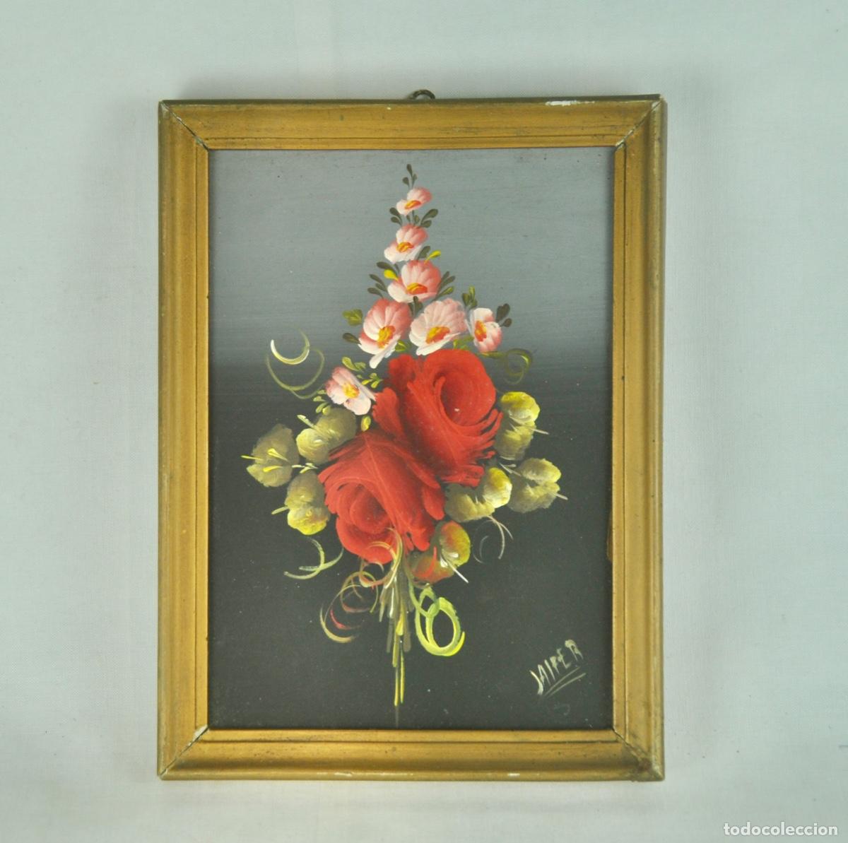 Vintage: Cuadro a&ntilde;os 60 flores rojas - Foto 4