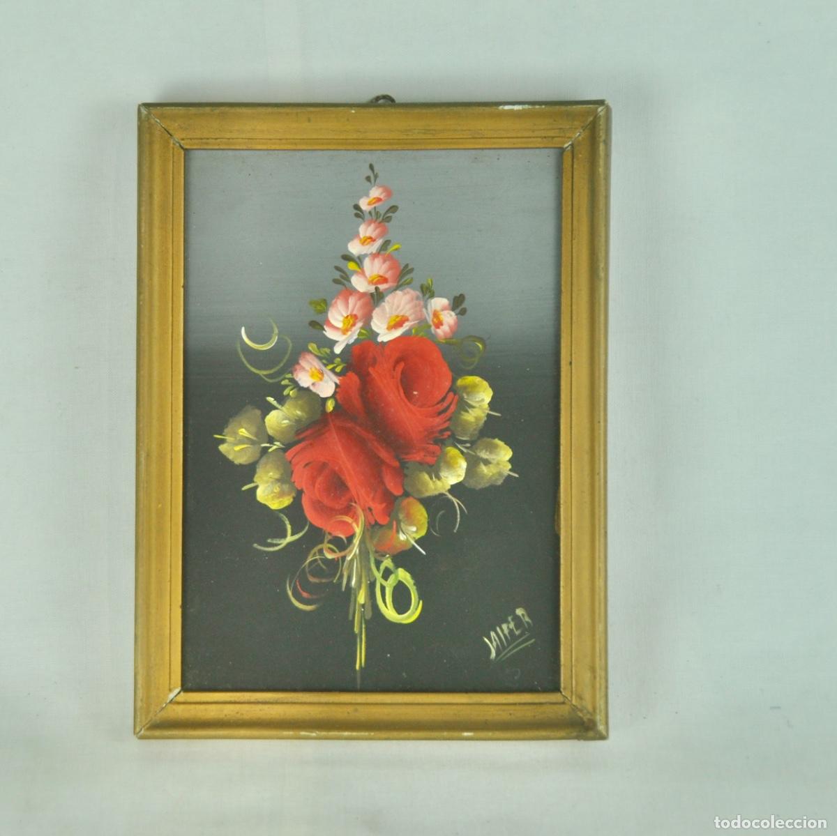 Vintage: Cuadro a&ntilde;os 60 flores rojas