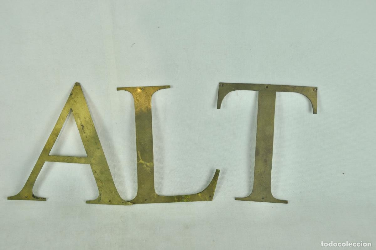 Vintage: 3 Letras A, L, T en lat&oacute;n planas - Foto 4