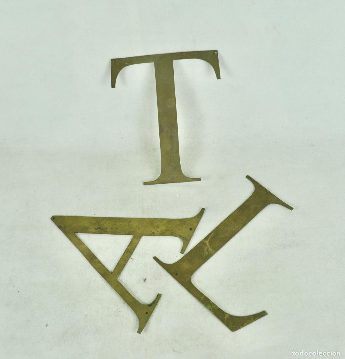 Vintage: 3 Letras A, L, T en lat&oacute;n planas - Foto 5