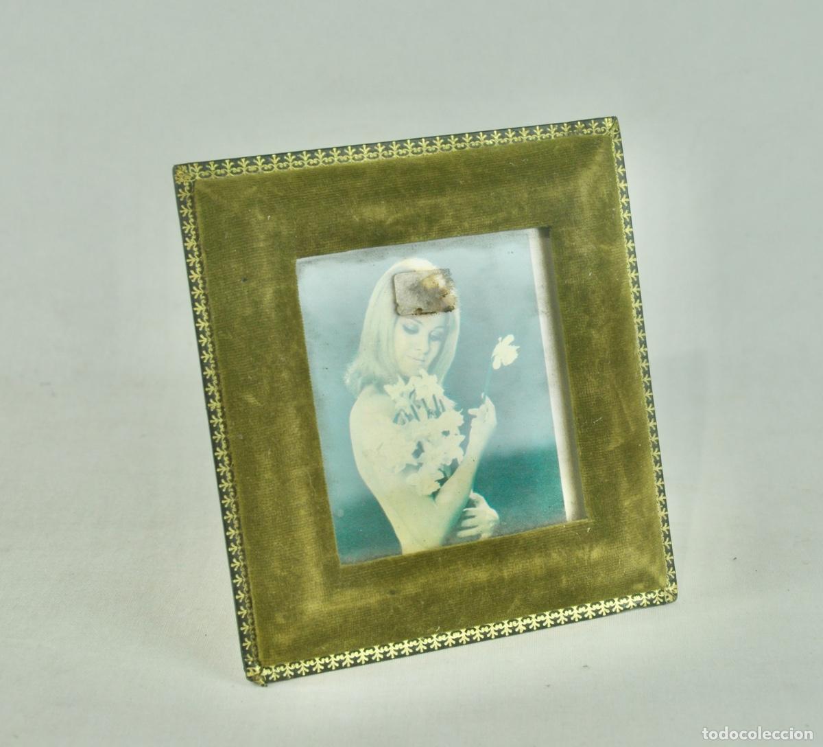 Vintage: Marco para fotos terciopelo verde foto mujer