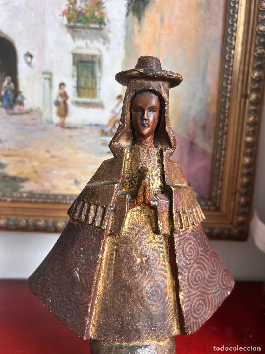 Vintage: Figura de madera Virgen - Foto 3