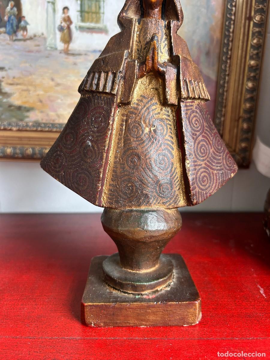 Vintage: Figura de madera Virgen - Foto 4