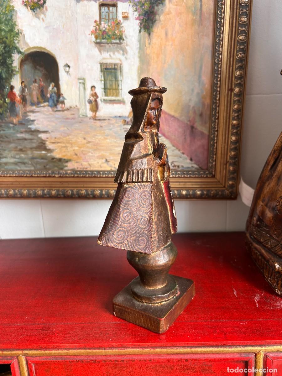 Vintage: Figura de madera Virgen - Foto 5
