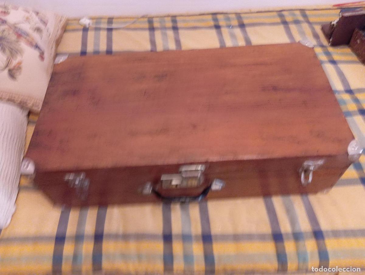 Vintage: Maleta Antigua Madera Restaurada 61x32x18