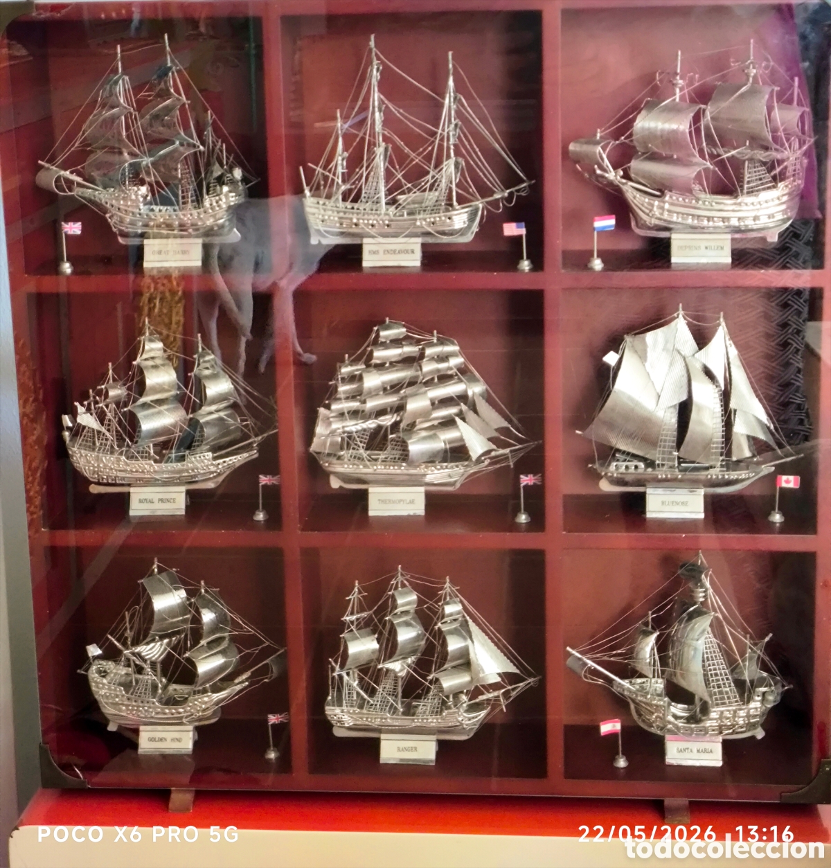 Vintage: colecci&oacute;n de maquetas de barcos hist&oacute;ricos a escala elaborados en alpaca plateada (ba&ntilde;o de plata), p