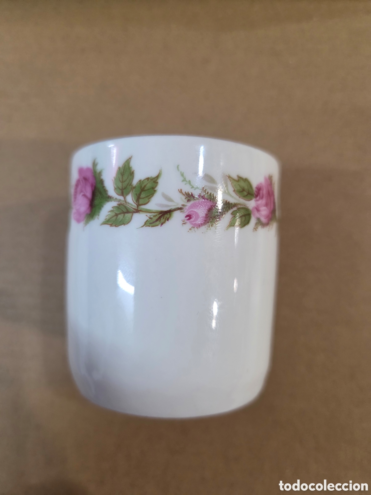 Vintage: Taza de Porcelana Kronester Bavaria Vintage con Detalle Rosa y Dorado