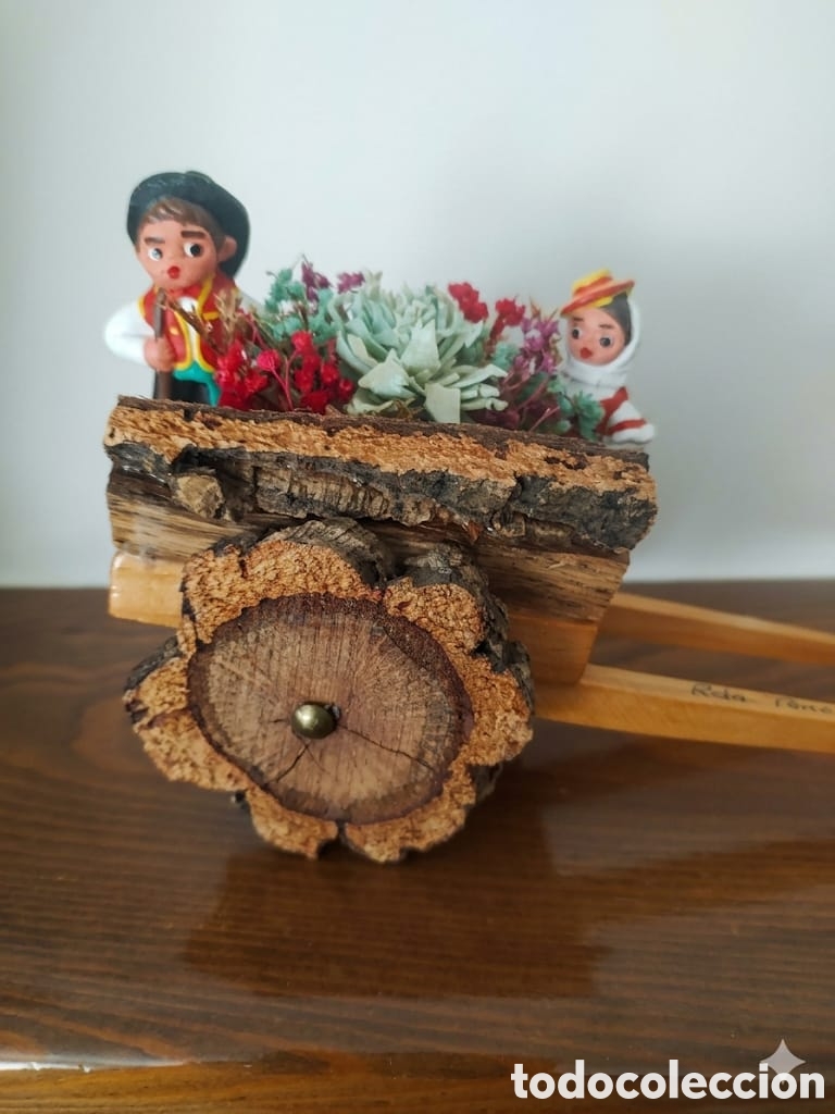 Vintage: Souvenir vintage Tenerife - Carrito de madera con figuras alborox tradicionales