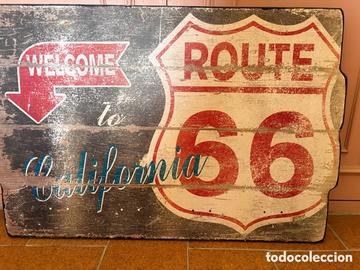Vintage: Cartel Vintage Route 66 &rdquo;Welcome to California&rdquo; - Decoraci&oacute;n Retro
