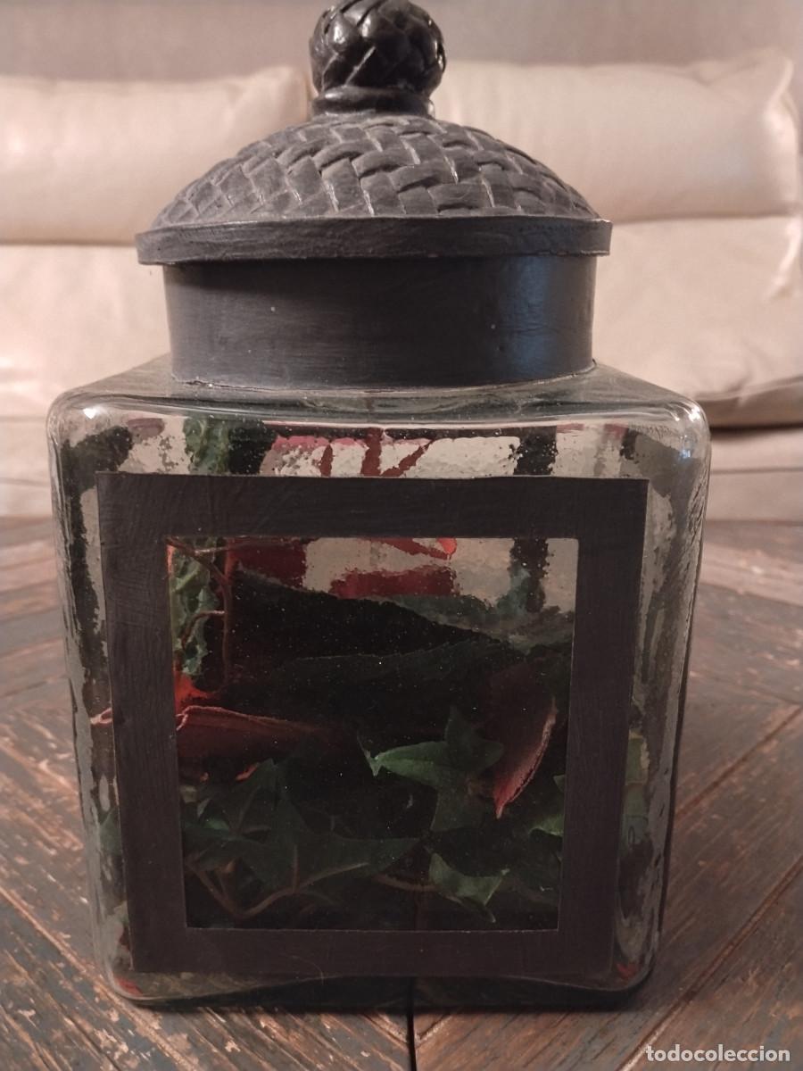 Vintage: Tarro decorativo vintage de cristal con tapa trenzada &ndash; estilo r&uacute;stico artesanal