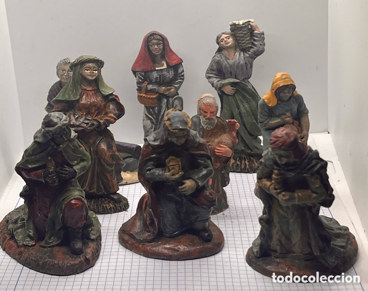 Vintage: 9 FIGURAS PARA UN BEL&Eacute;N &ldquo; LOS 3 REYES MAGOS &ldquo; y 6 FIGURAS M&Aacute;S VINTAGE