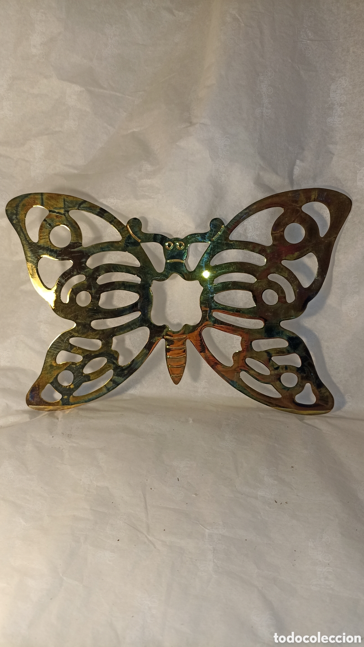 Vintage: Salvamanteles Mariposa de Lat&oacute;n Macizo - Vintage Italia a&ntilde;os 70 (Mid-Century)