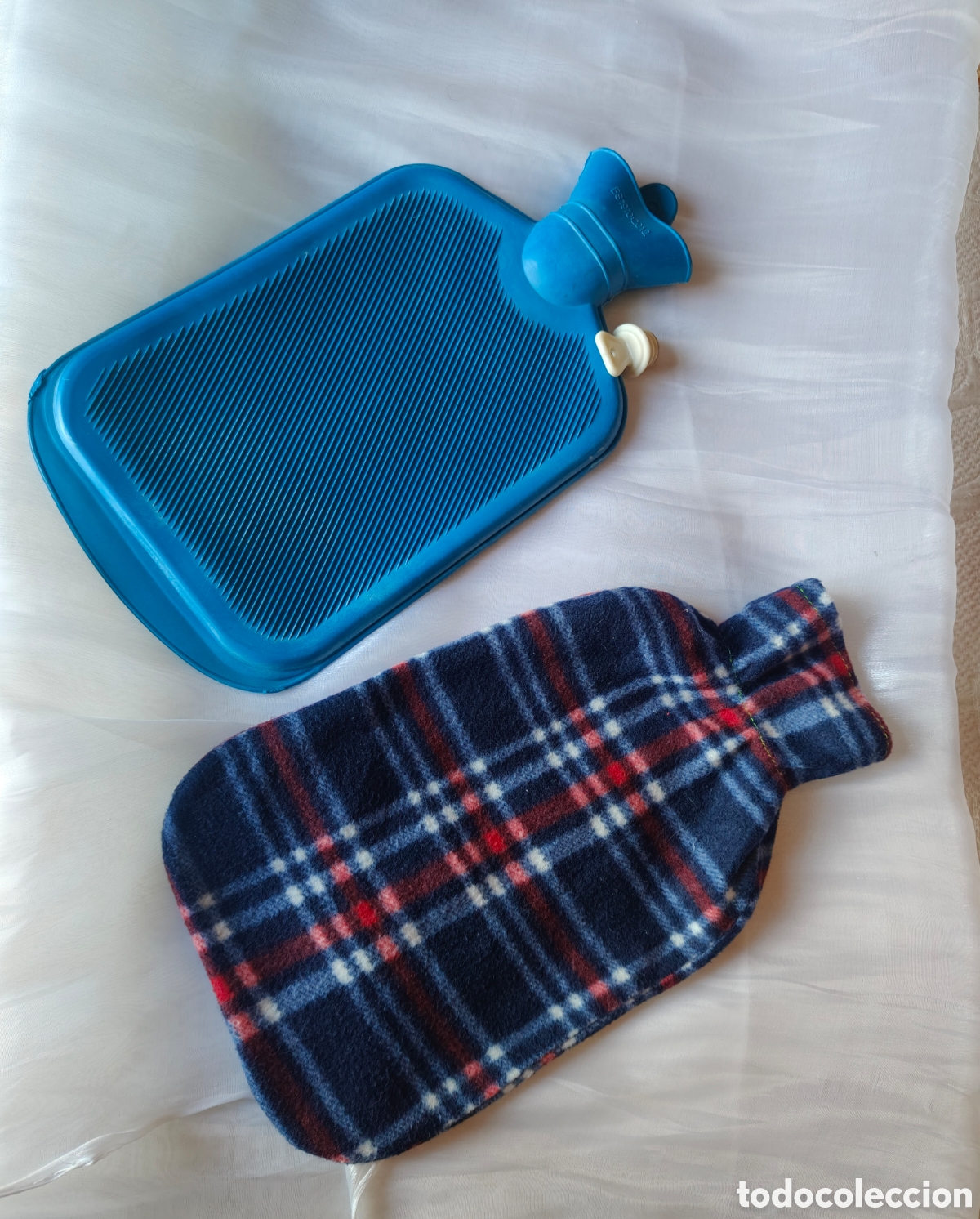 Vintage: Bolsa de agua caliente vintage a&ntilde;os 60 con funda tart&aacute;n operativa