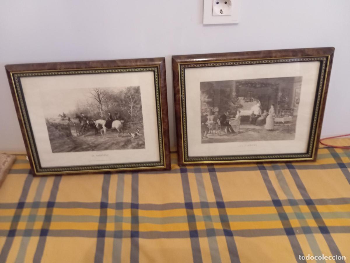 Vintage: Cuadros Madera Ra&iacute;z con l&aacute;minas Costumbristas de fines siglo XIX o XX