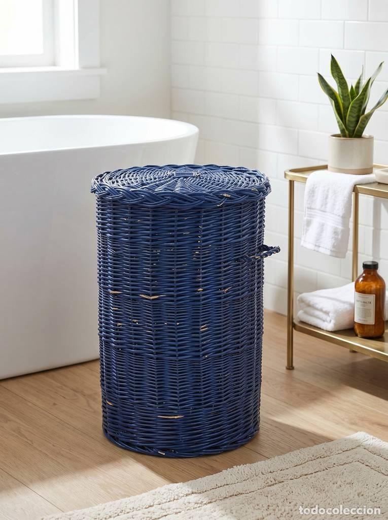 Vintage: CESTO DE MIMBRE AZUL