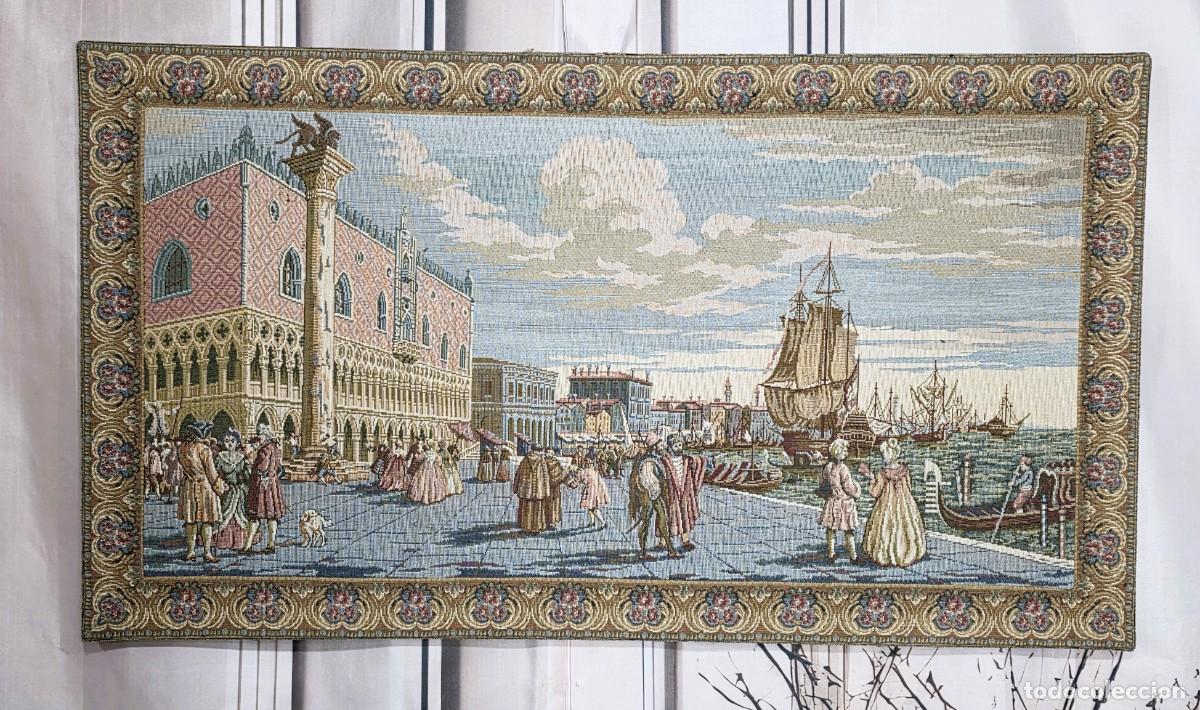 Vintage: Tapiz Bucintoro: Arte mural costero italiano tejido en jacquard - Decoraci&oacute;n de castillo medieval
