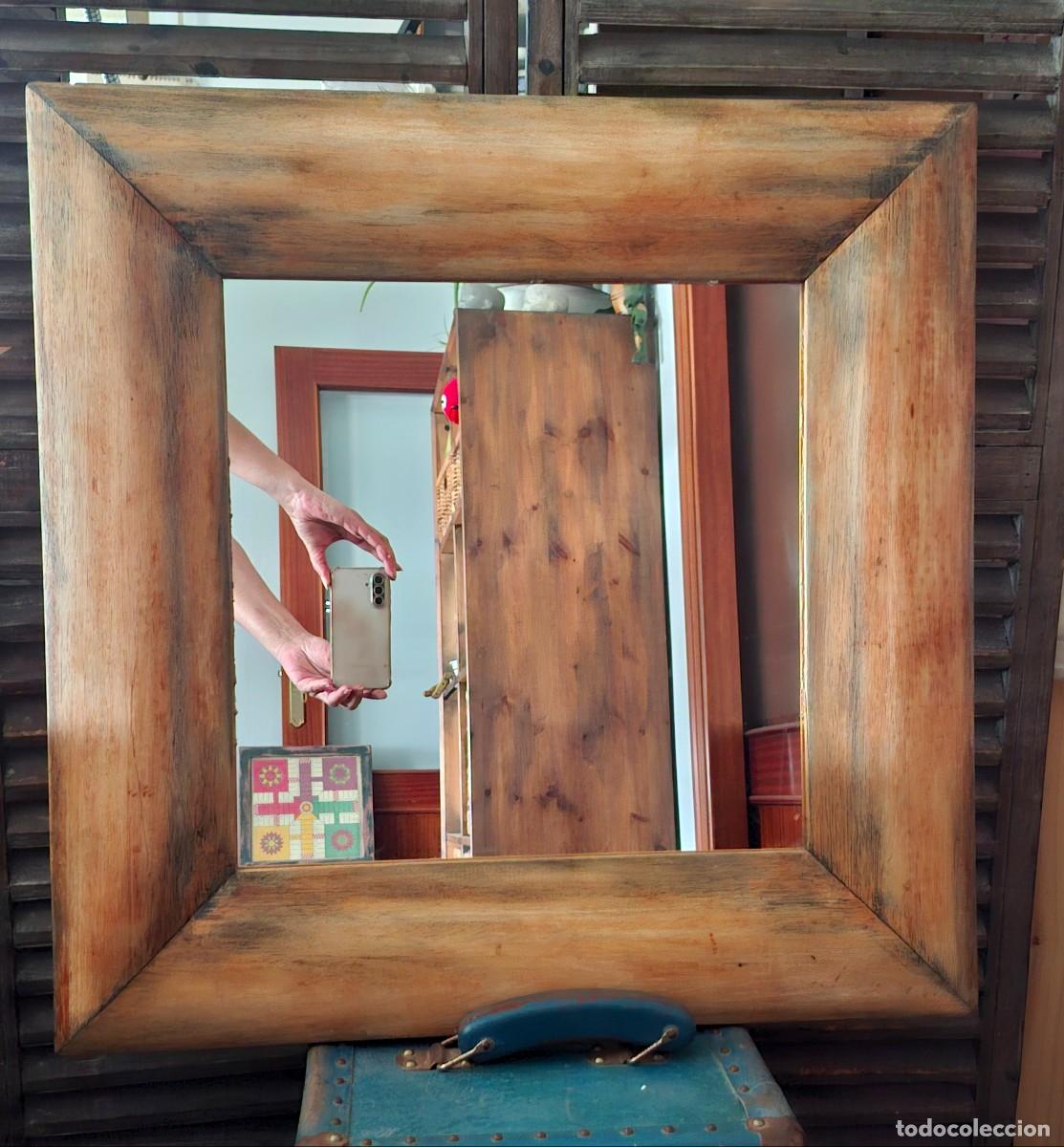 Vintage: Espejo vintage cuadrado madera maciza | marco ancho | decoraci&oacute;n pared r&uacute;stic /n&oacute;rdica / natural