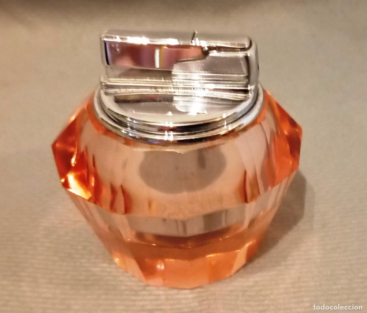 Vintage: Mechero Vintage Cristal Naranja
