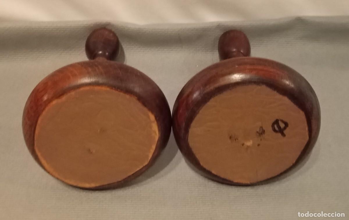 Vintage: Pareja Candelabros Madera Antiguos - Foto 6
