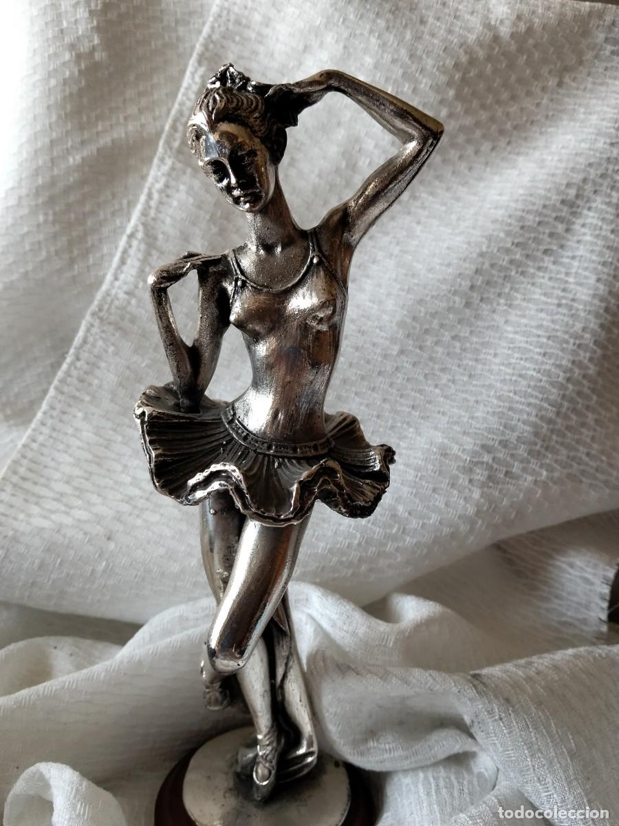 Vintage: FIGURA BAILARINA BA&Ntilde;ADA EN PLATA 27 CM APROX