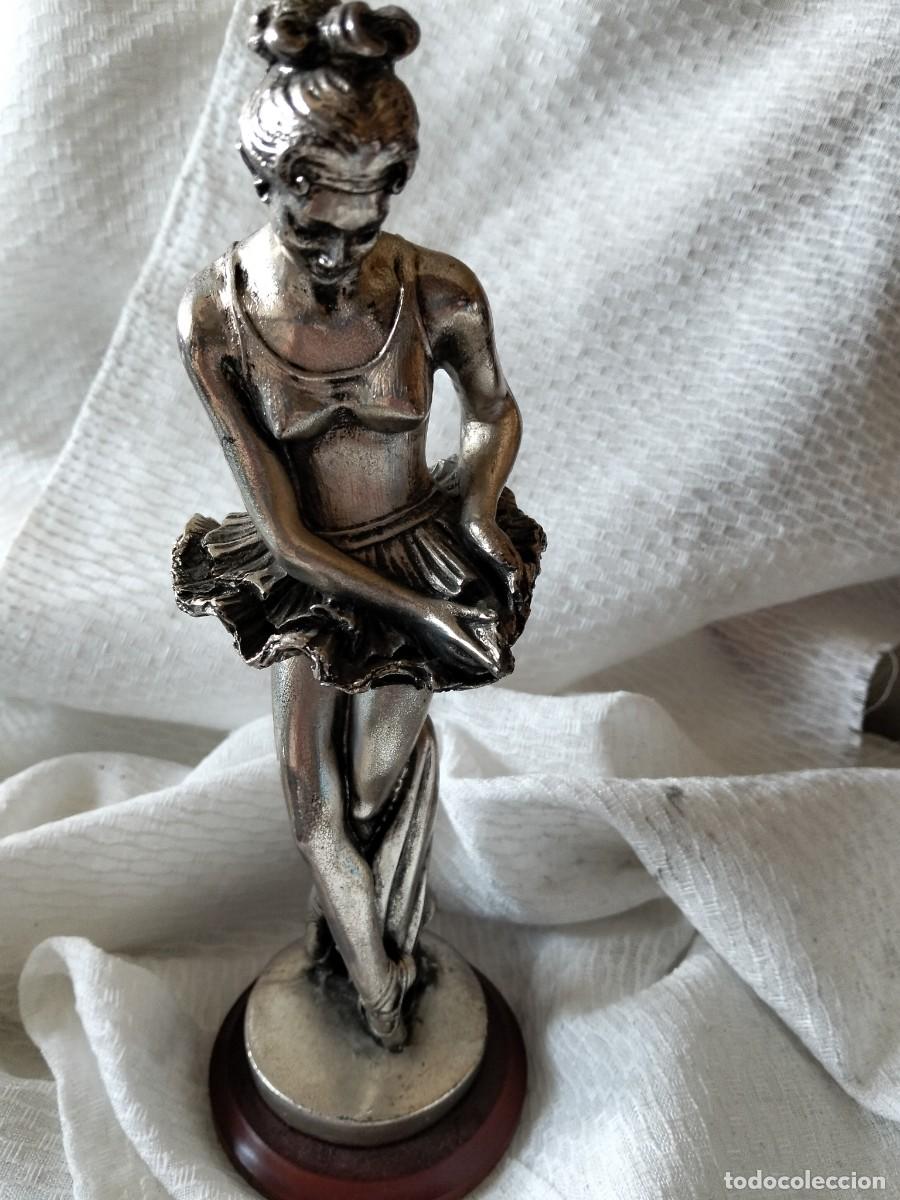 Vintage: FIGURA BAILARINA BA&Ntilde;ADA EN PLATA 27 CM APROX