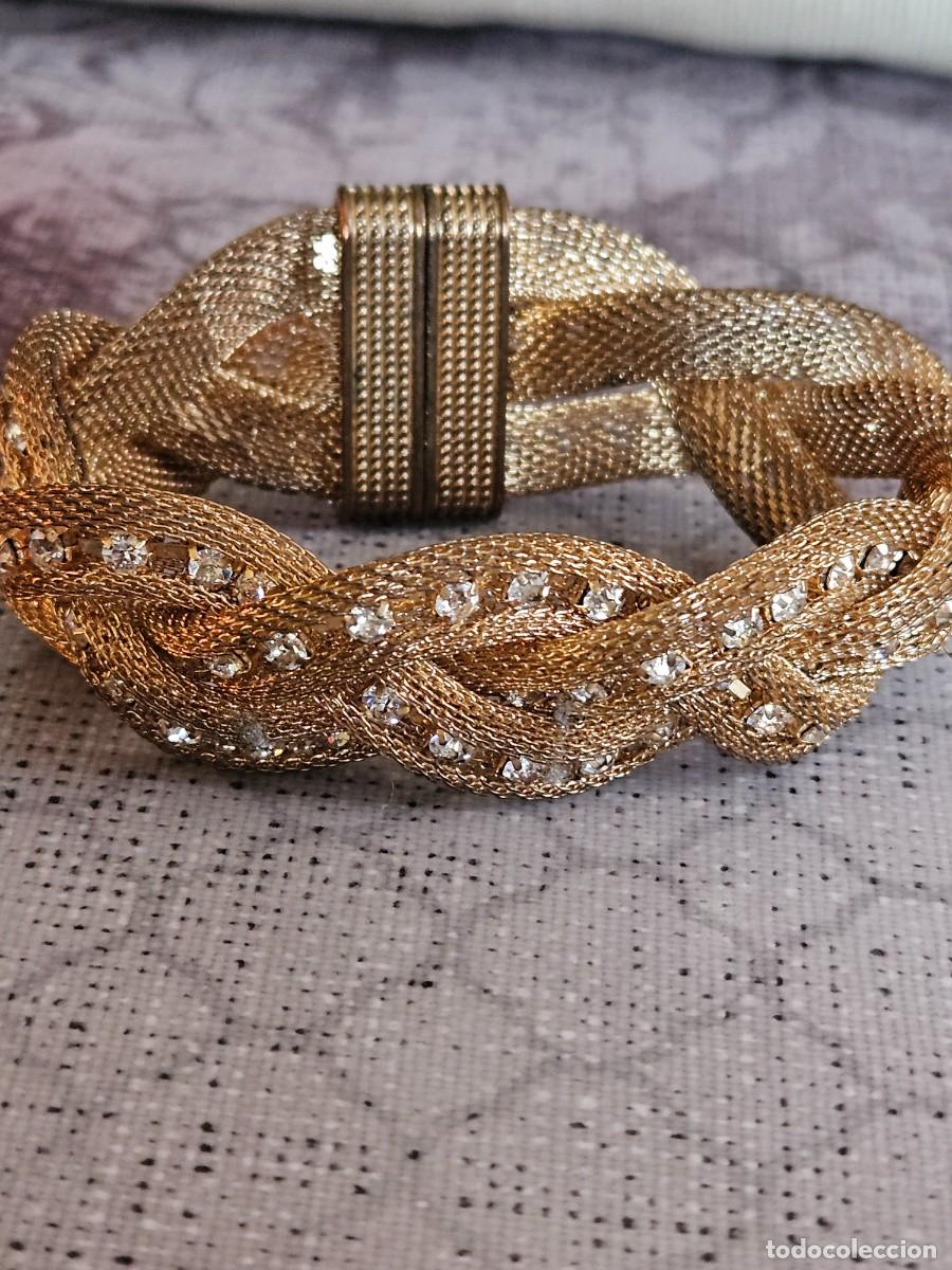 Vintage: Bonito Brazalete Vintage Con Cristales Incrustados, Se Cierra Con Imanes . De Los A&ntilde;os 80.