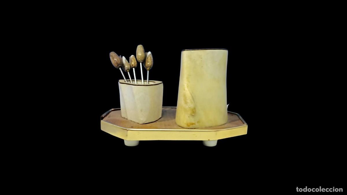 Vintage: Peana Madera Cinco Recogedores Caracol - Vintage, Hecho a Mano
