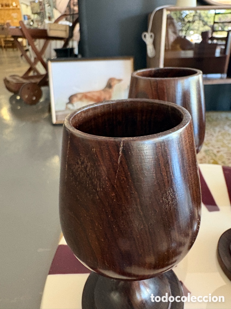 Vintage: Juego de 6 copas vintage de madera - Foto 6