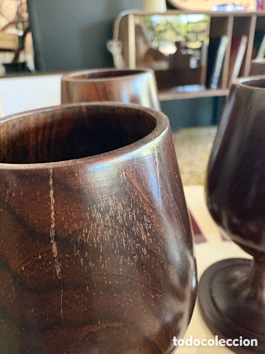 Vintage: Juego de 6 copas vintage de madera - Foto 8