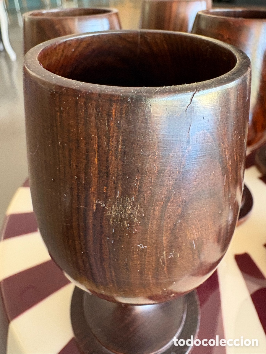 Vintage: Juego de 6 copas vintage de madera - Foto 9