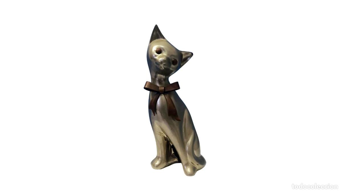 Vintage: Gato en metal, excelente perspectiva, vintage, muy raro